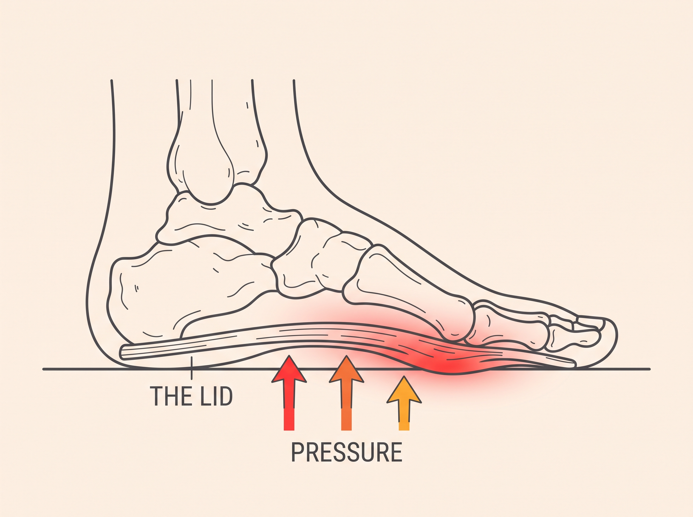 Diagram of the stiff lid in the sole under downward pressure