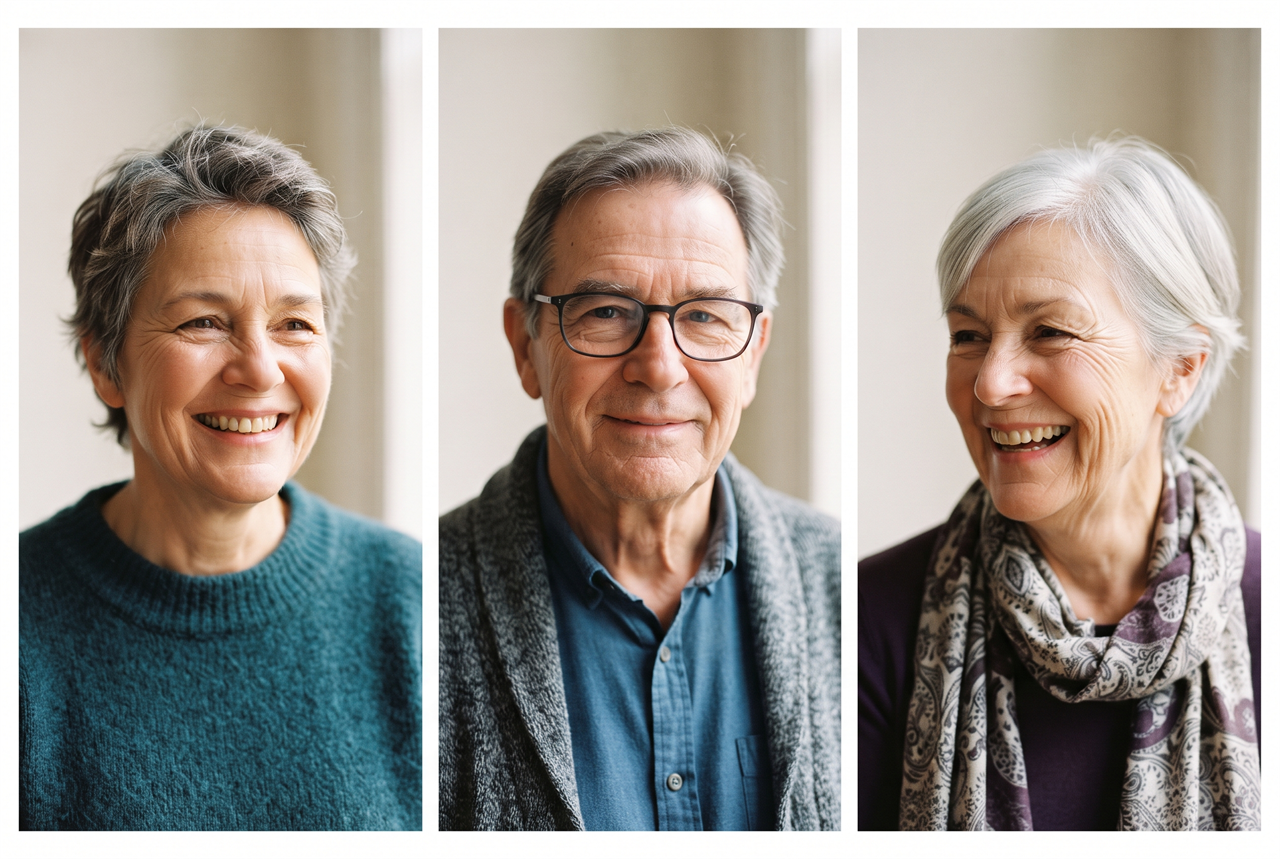 Three older FlowLift customers smiling