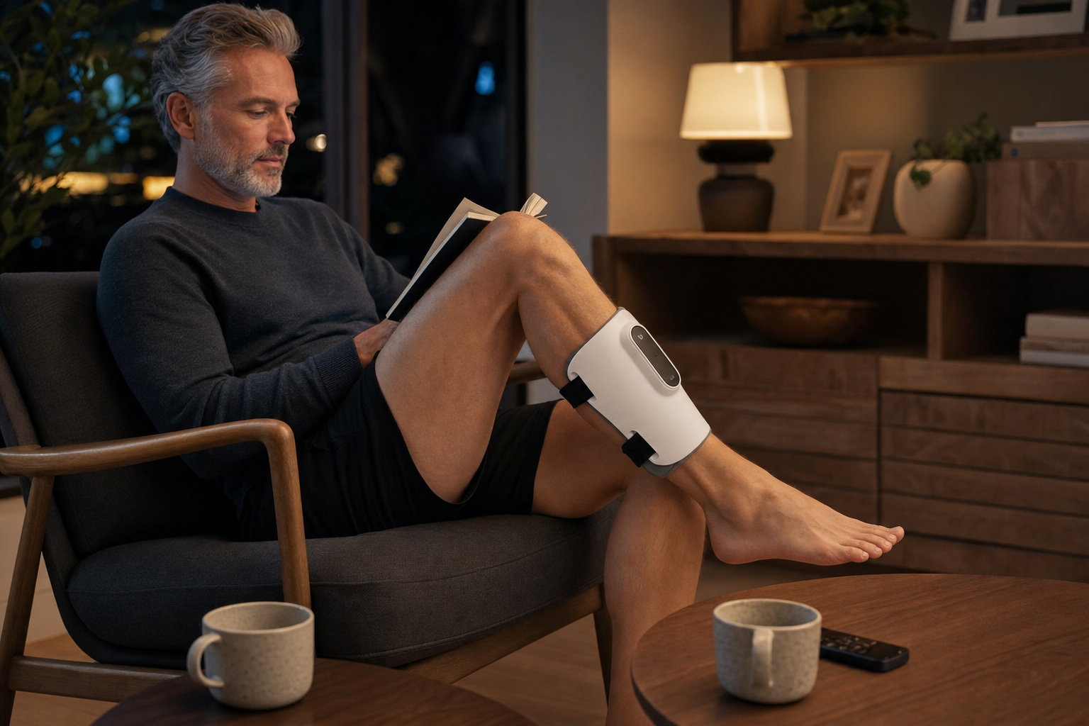CalfRelief Pro used on the calf during an evening routine
