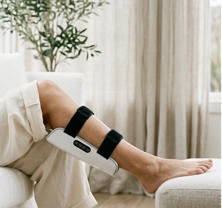 VelaX calf therapy sleeve used at home