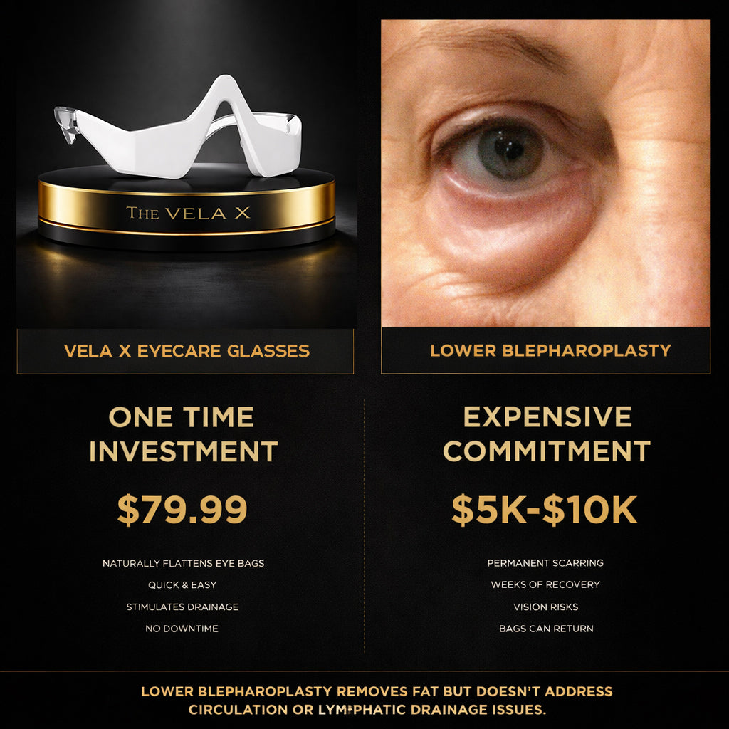 Vela X Eye Revive Pro - Eyecare Glasses 2-in-1 Red Light Therapy + EMS for Eye Bags
