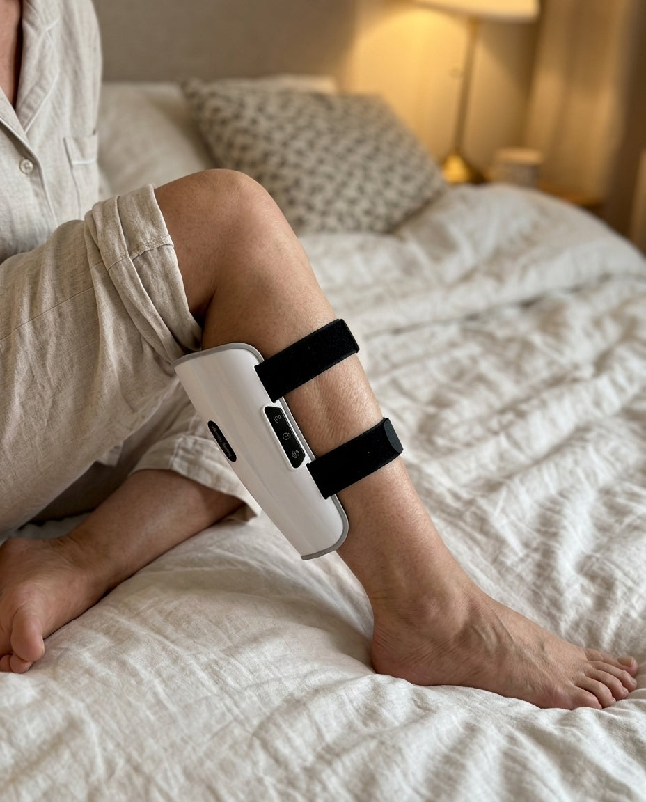 Margaret R. customer photo of VelaX calf sleeve in bed