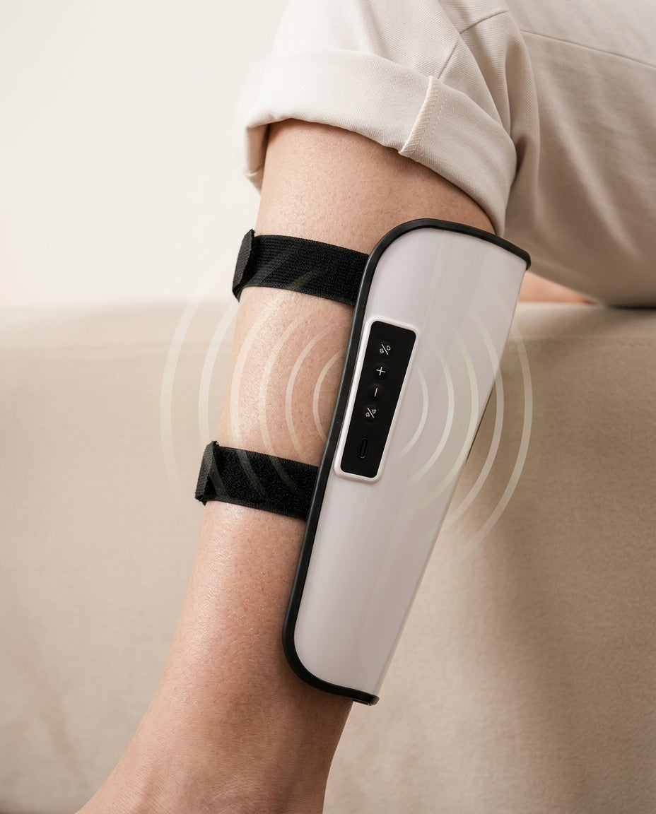 Close-up of VelaX calf sleeve on calf showing easy fit