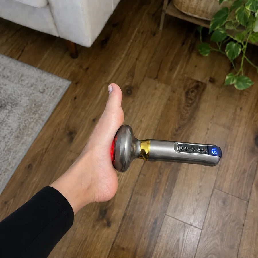 Customer using FlowLift on her foot