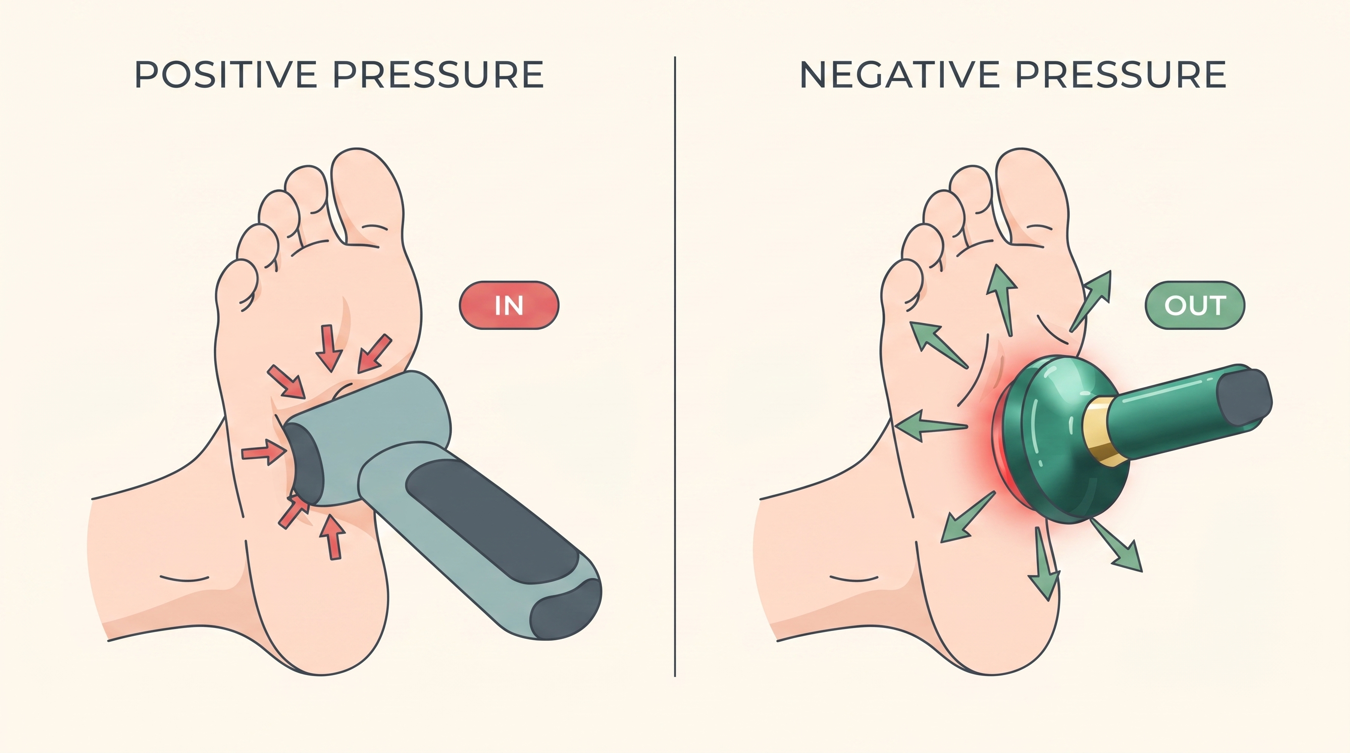 Positive pressure pressing down vs negative pressure lifting up