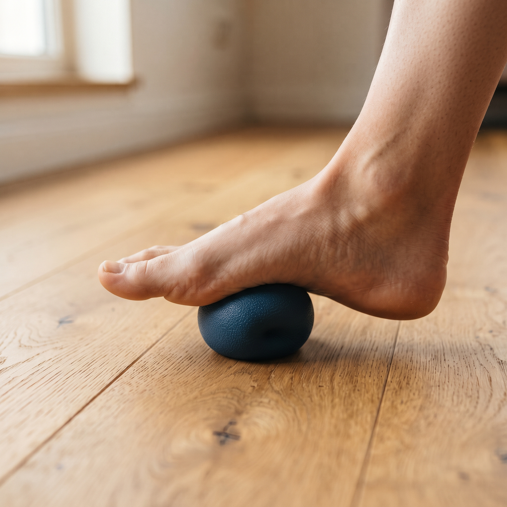 Pressing down on the sole with a massage ball