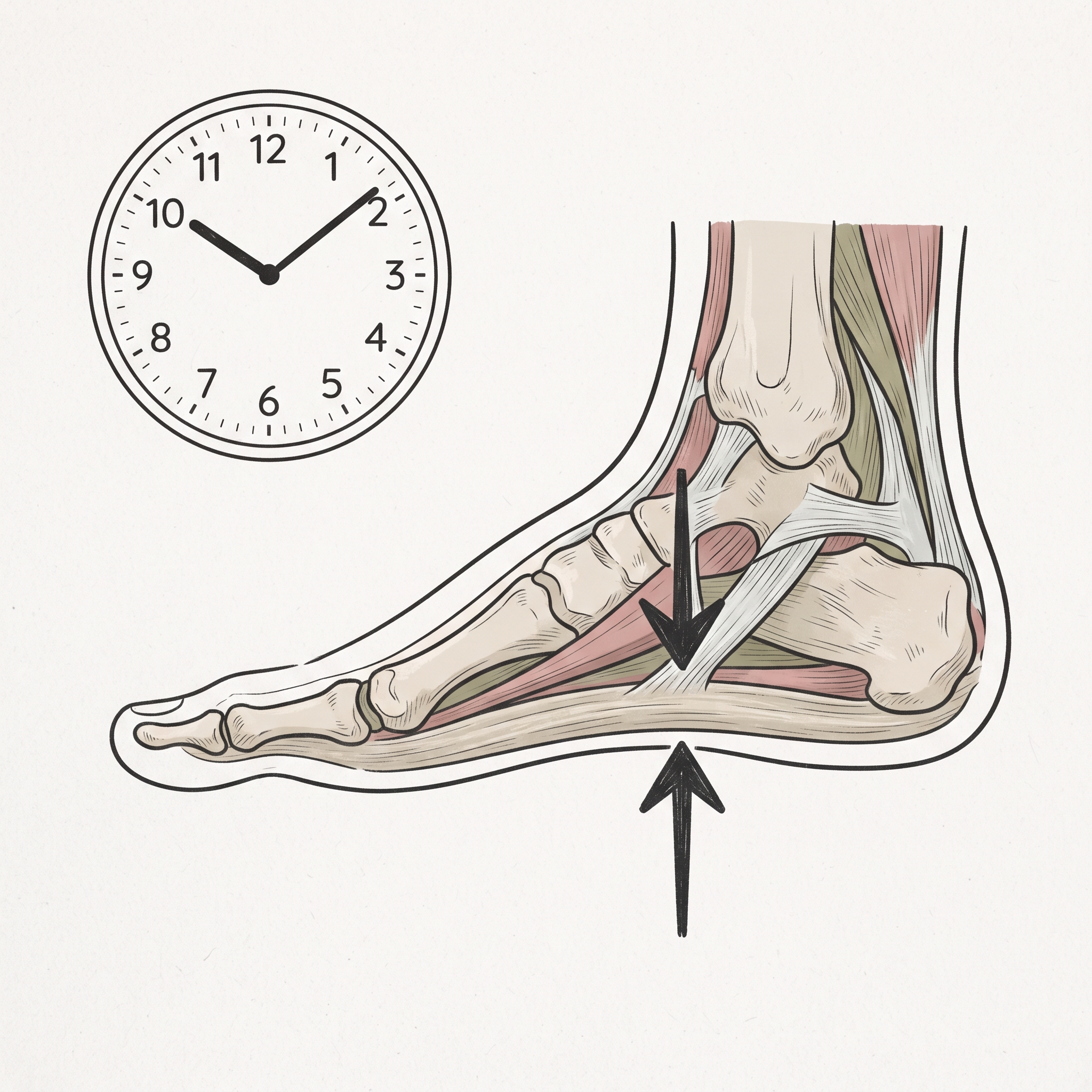 Foot cross-section showing pressure from below and above