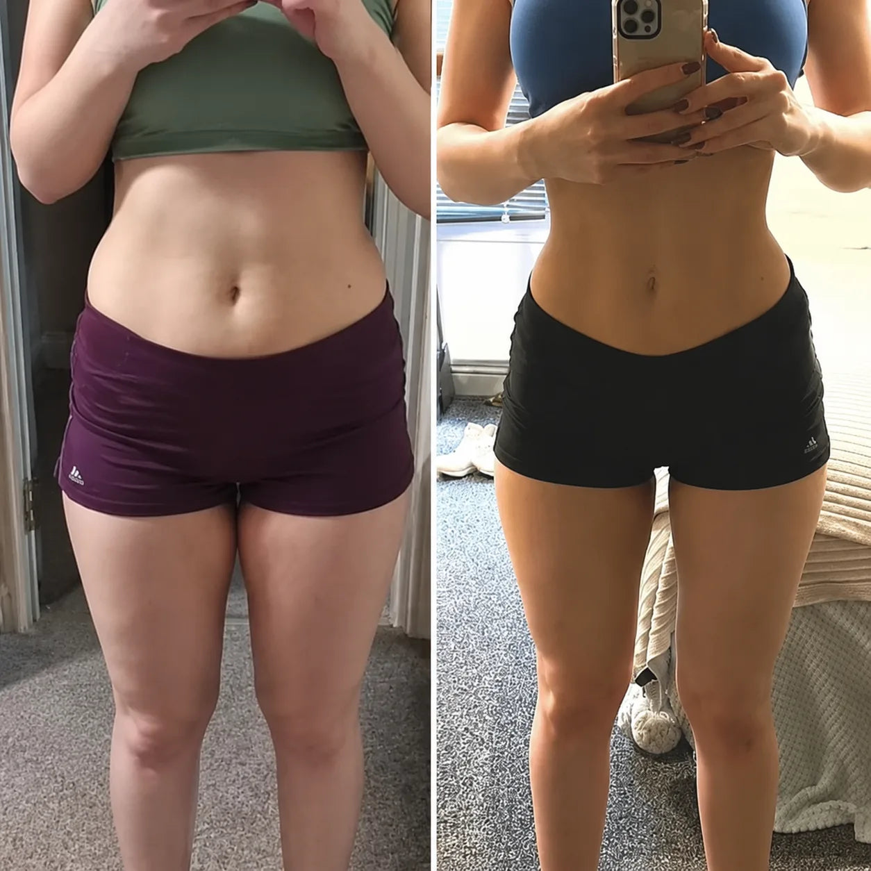 Before and after midsection