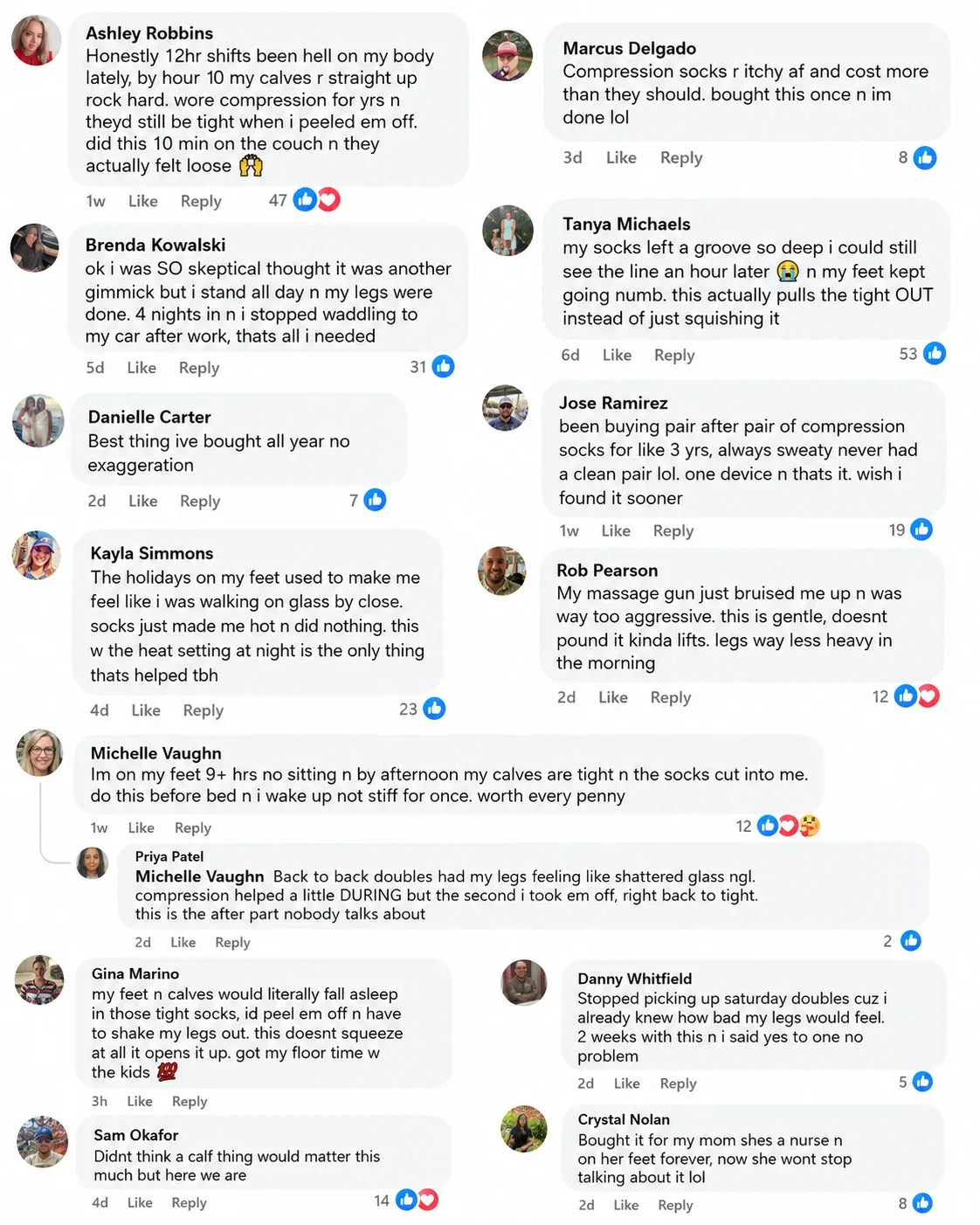 Facebook comments from stand-all-day workers about the device