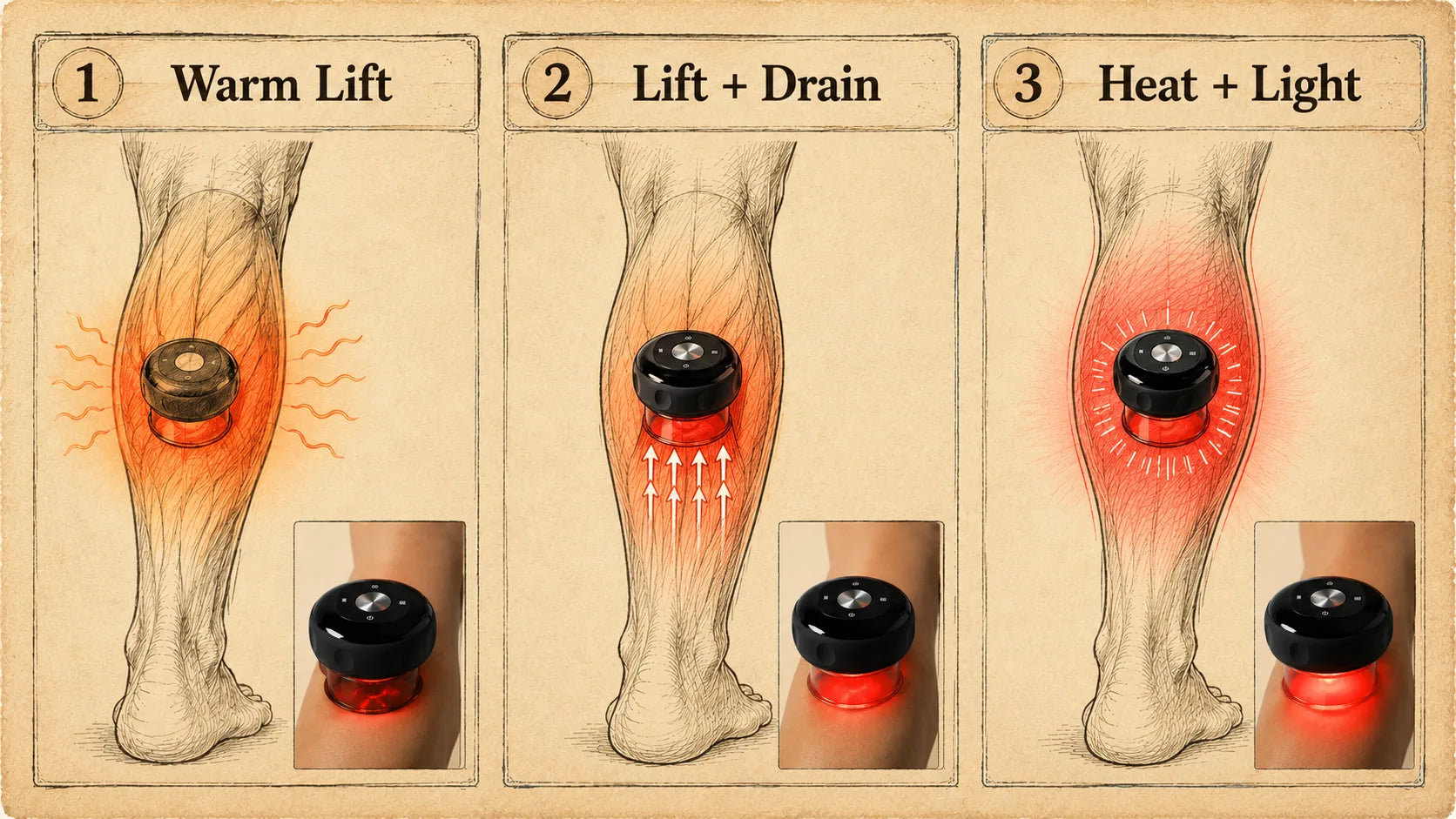 Standing-Pump Reset: warm lift, lift-and-drain, heat and light