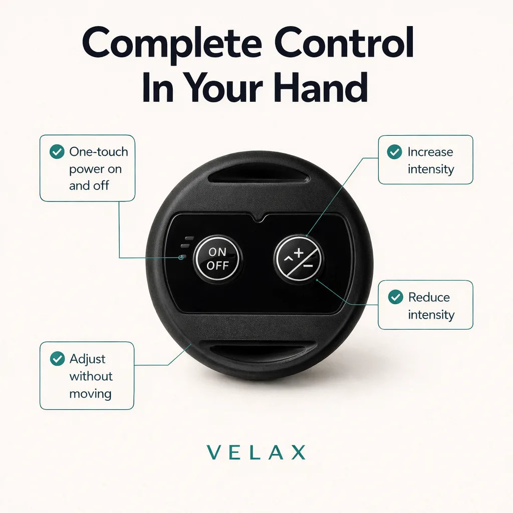 Complete control in your hand: one-touch power, increase and reduce intensity