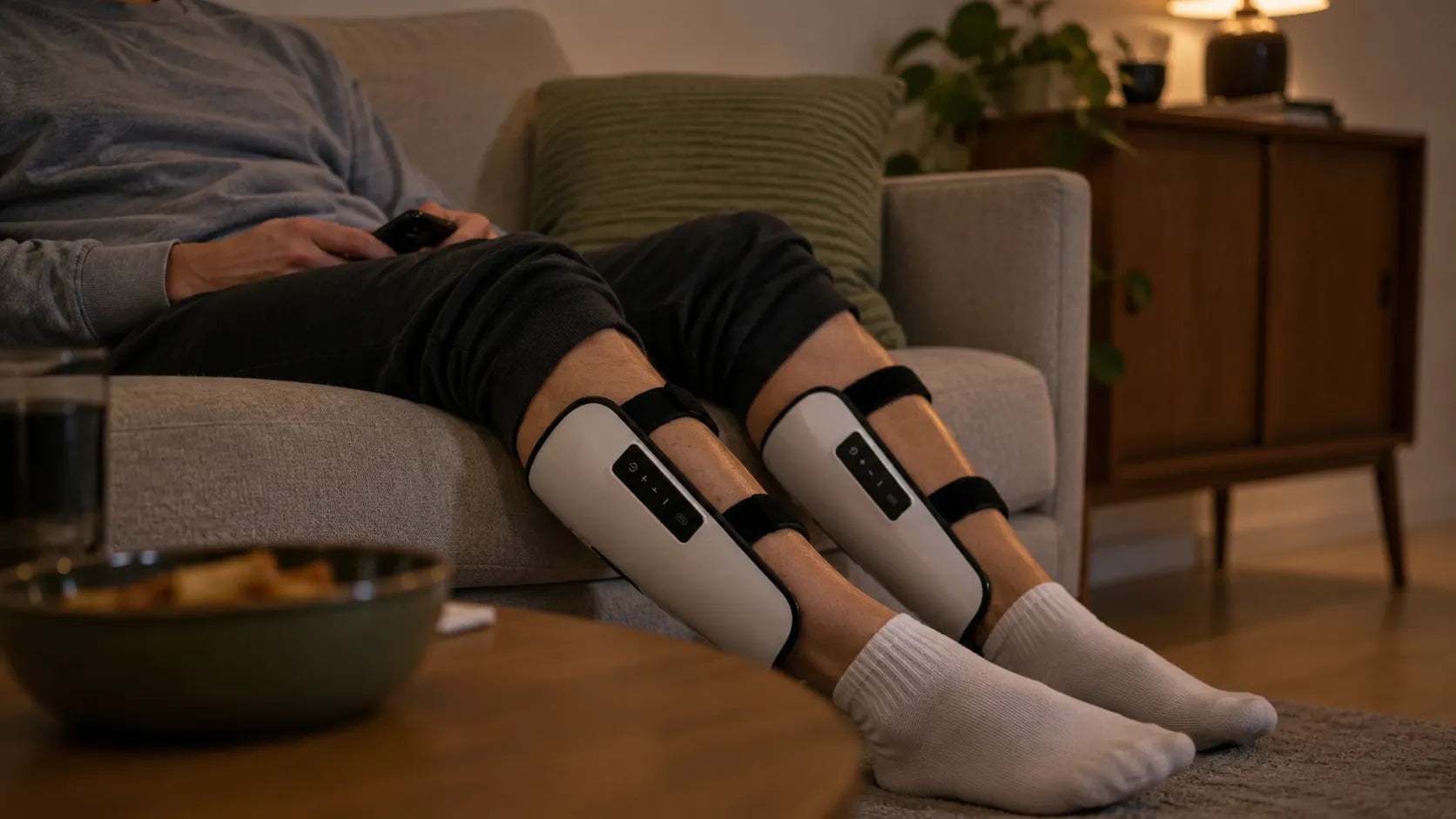 CalfRelief Pro used on the calf during an evening routine