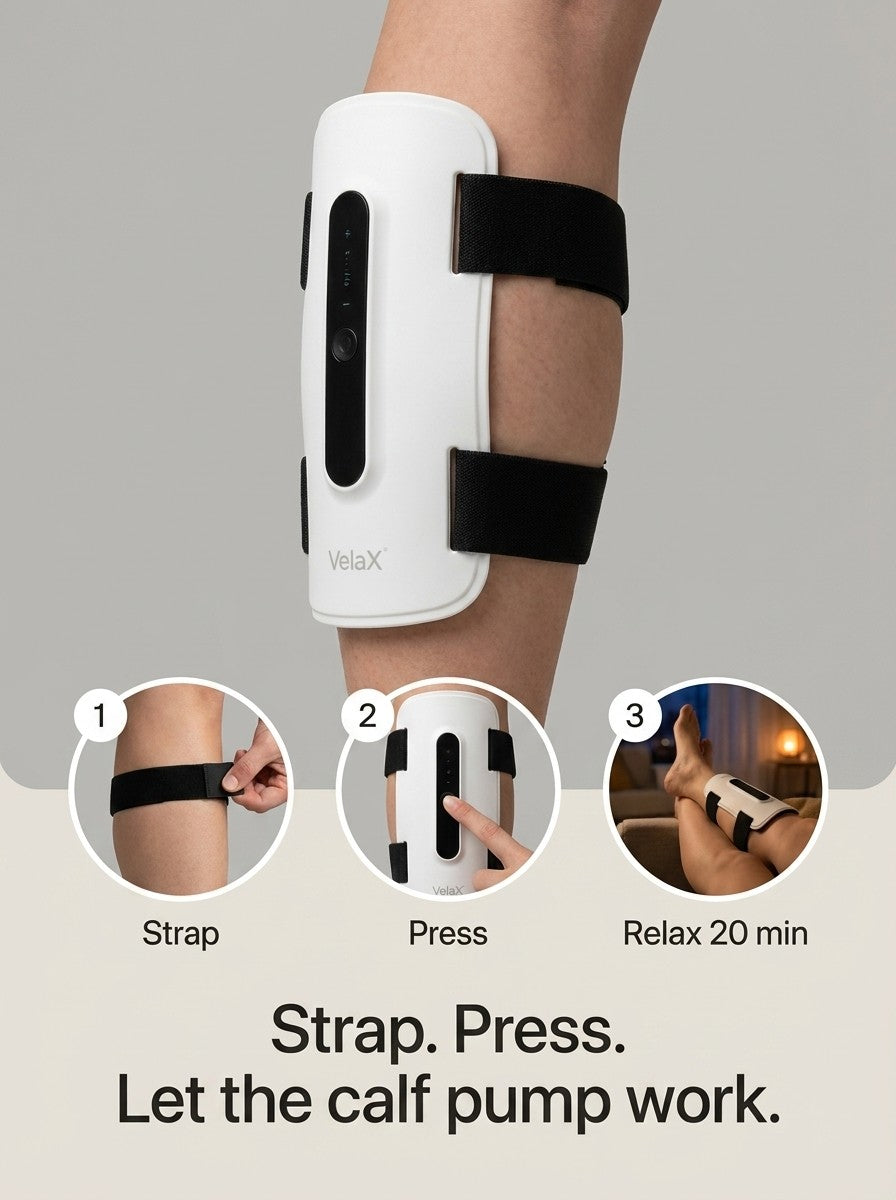 VelaX calf sleeve used as part of a home comfort routine