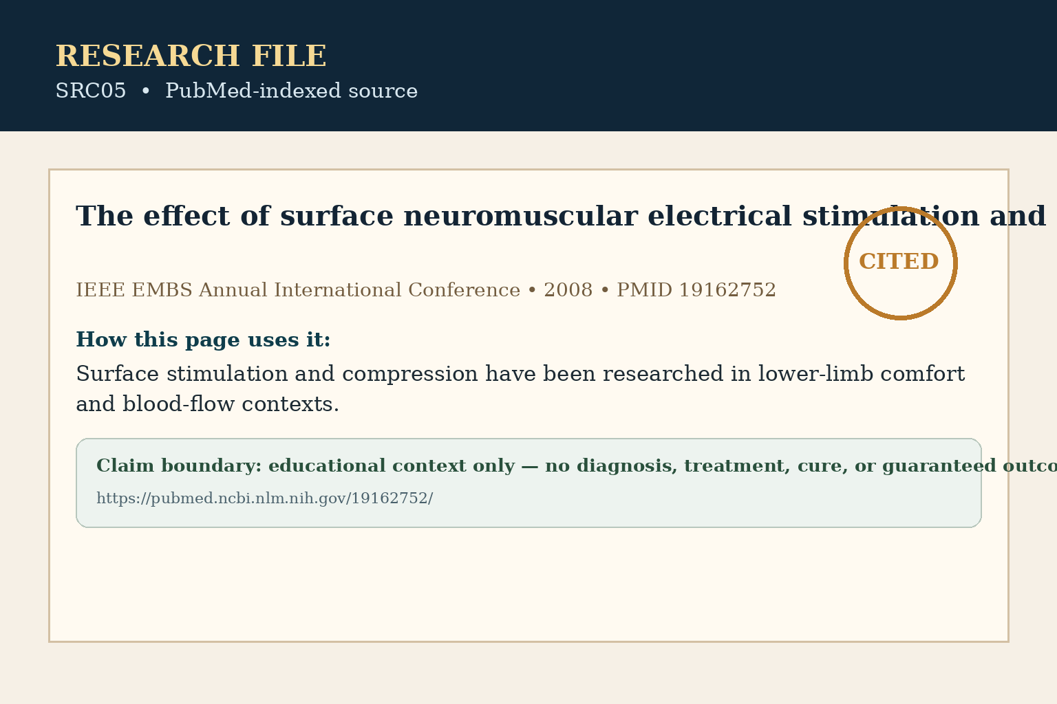 Citation card about stimulation and compression