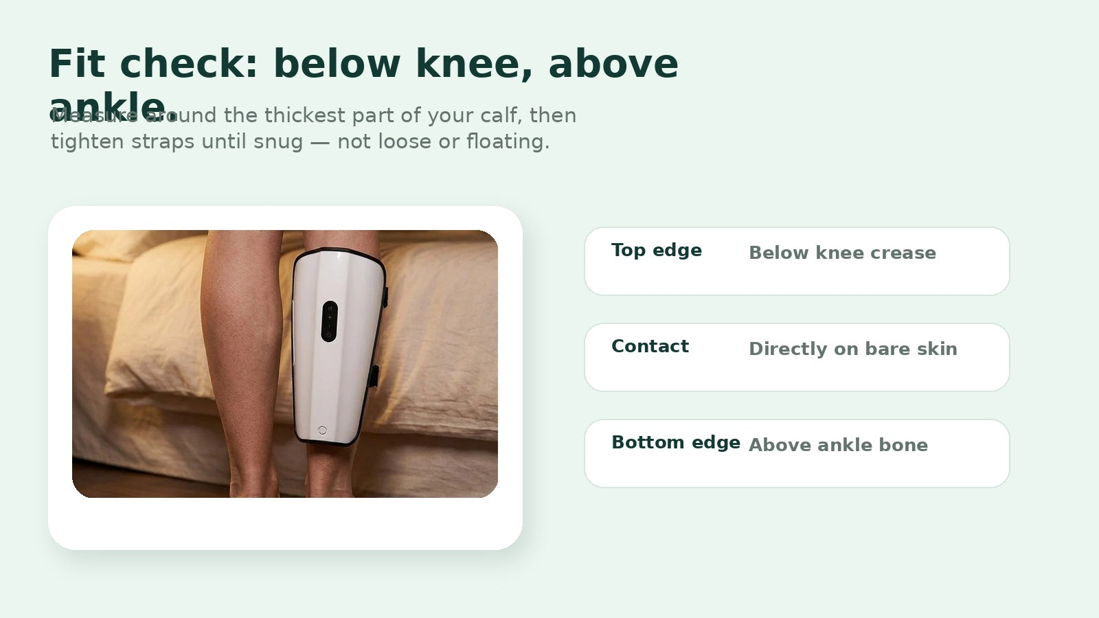 Adjustable calf sleeve product angles